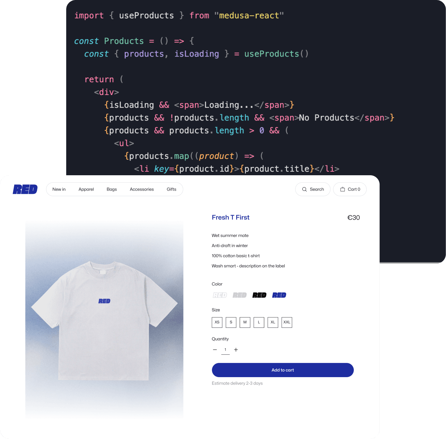 Page and code screenshot